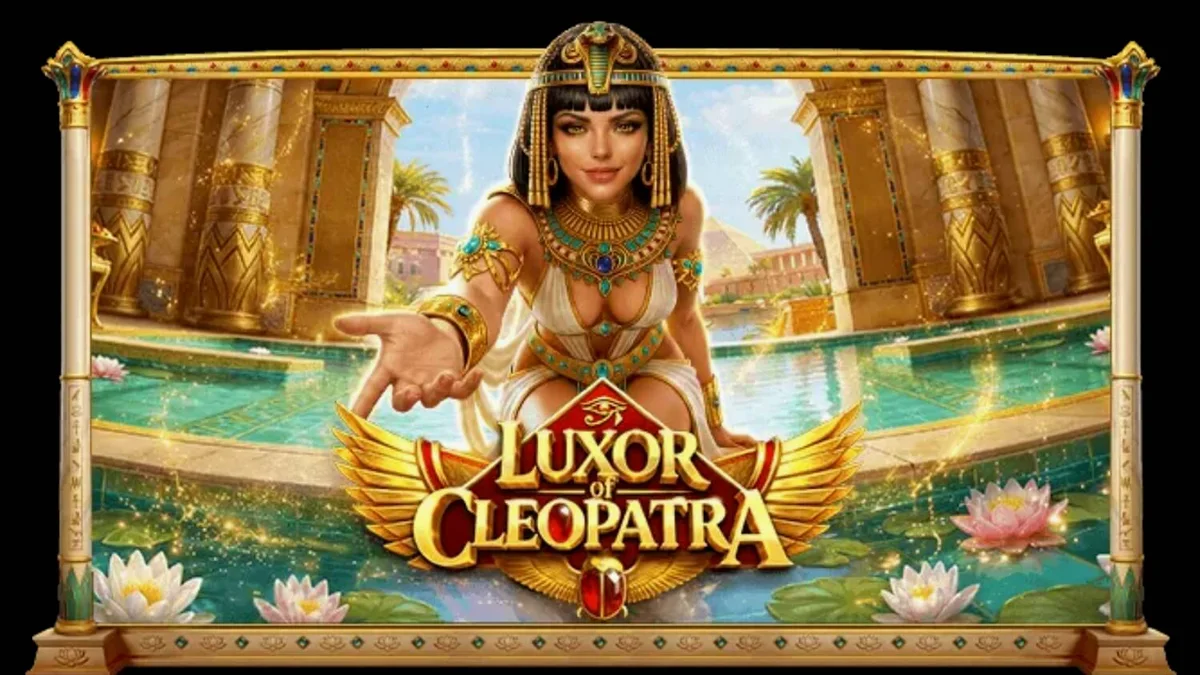 Tampilan visual slot Luxor of Cleopatra dengan latar belakang istana Mesir yang mewah